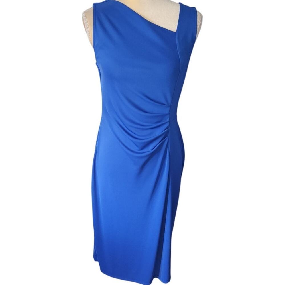Talbots Blue Ruched Sized Sleeveless Career Dress Size Small